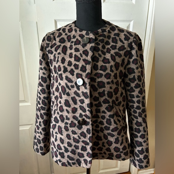 LOFT leopard print coat jacket M - Picture 2 of 4